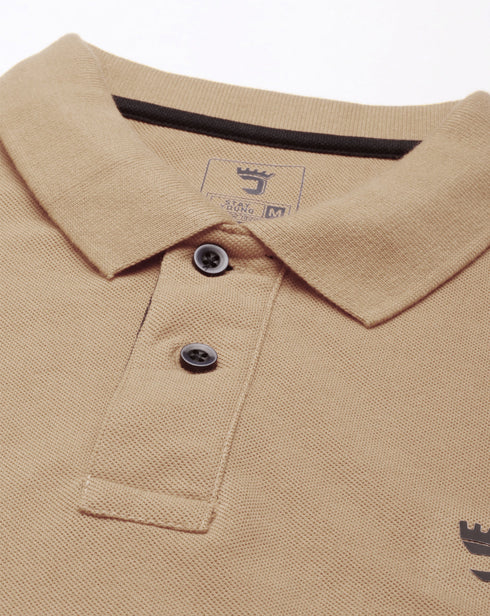 Beige Solid Polo T-Shirt